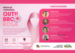 Será discutido durante a conversa, os impactos do diagnóstico para as mulheres e seus companheiros e também informações importantes sobre prevenção e tratamento do câncer em mulheres. A roda vai acontecer no dia 31/10, às 10h, no auditório do Subsolo, Bloco A.