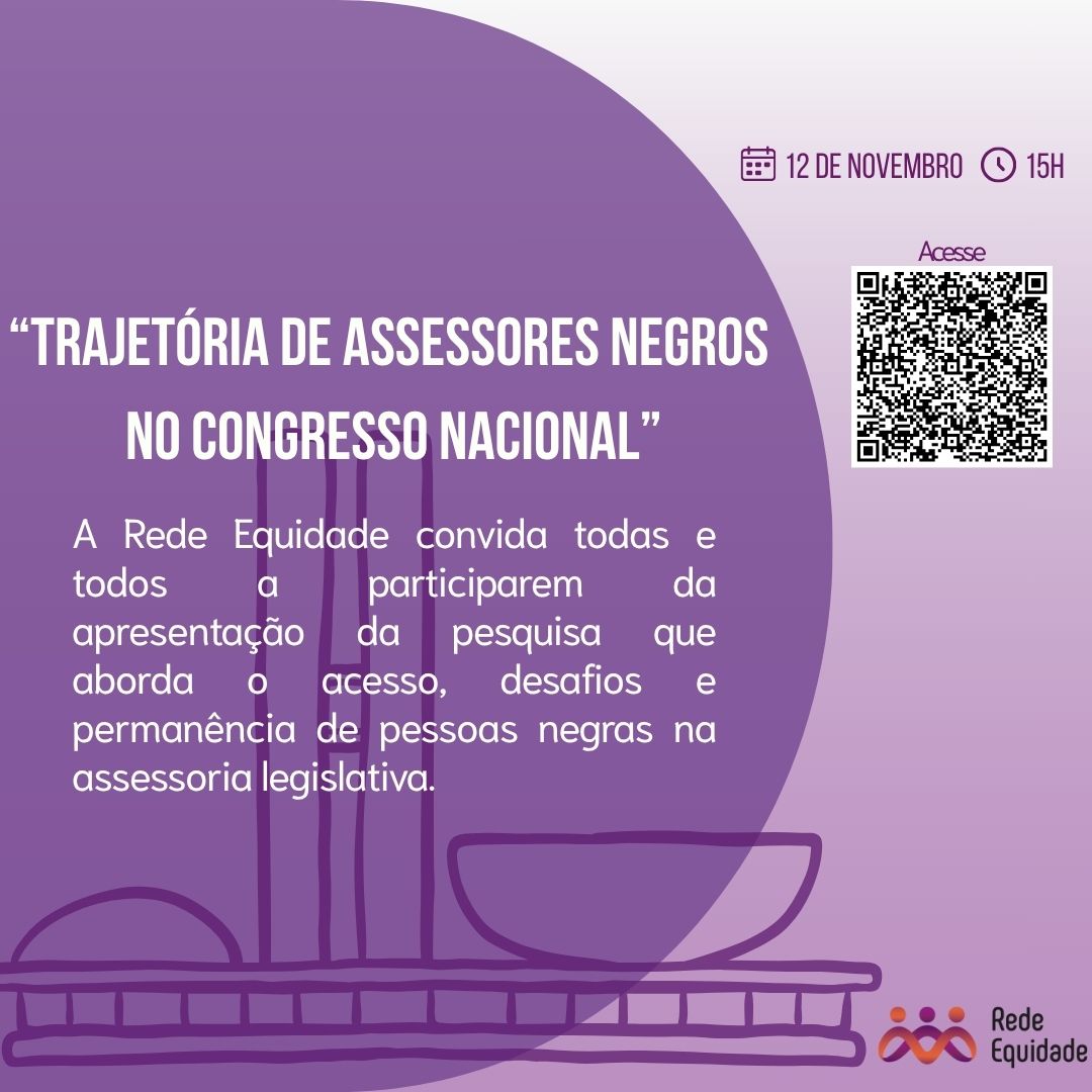 A apresentação será realizada pela Synthia Maia, advogada, mestra e doutoranda em Sociologia e Analista de Monitoramento e Impacto na Legisla Brasil. A pesquisa foi desenvolvida pela organização Legisla Brasil em parceria com o Movimento Mulheres Negras Decidem. Contamos com a participação de todas e todos para um momento de aprendizado e reflexões sobre a trajetória de pessoas negras na assessoria legislativa. A pesquisa, acontecerá às 15h. Acesse o link.