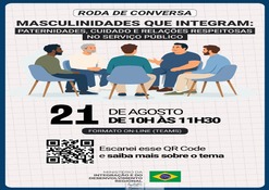 O Ministério da Integração e do Desenvolvimento Regional (MIDR) realizará, no dia 21 de agosto, das 10h às 11h30, a roda de conversa on-line “Masculinidades que Integram: paternidades, cuidado e relações respeitosas no serviço público”. O encontro promoverá um espaço de diálogo e reflexão sobre masculinidades, paternidade, cuidado e a construção de relações mais respeitosas no ambiente de trabalho. A atividade será realizada on-line, para participar, basta acessar o link.